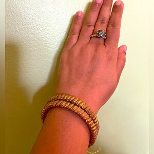 2 Piece Gold textured Bracelet set